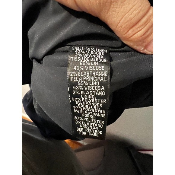 Nicole Miller v-neck linen blend black midi dress size 12 - Picture 9 of 9